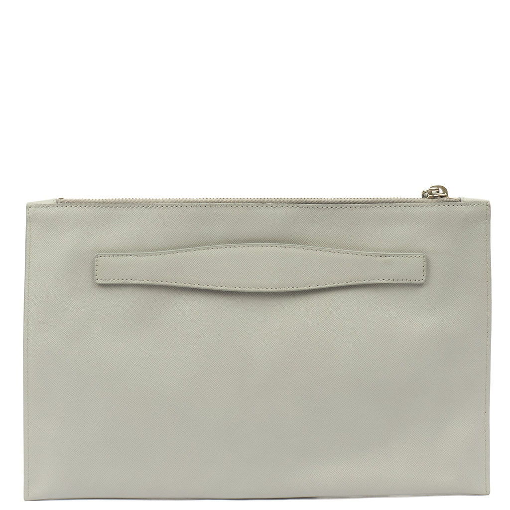 Prada Clutch Clutch in Grey, Leather — Top View