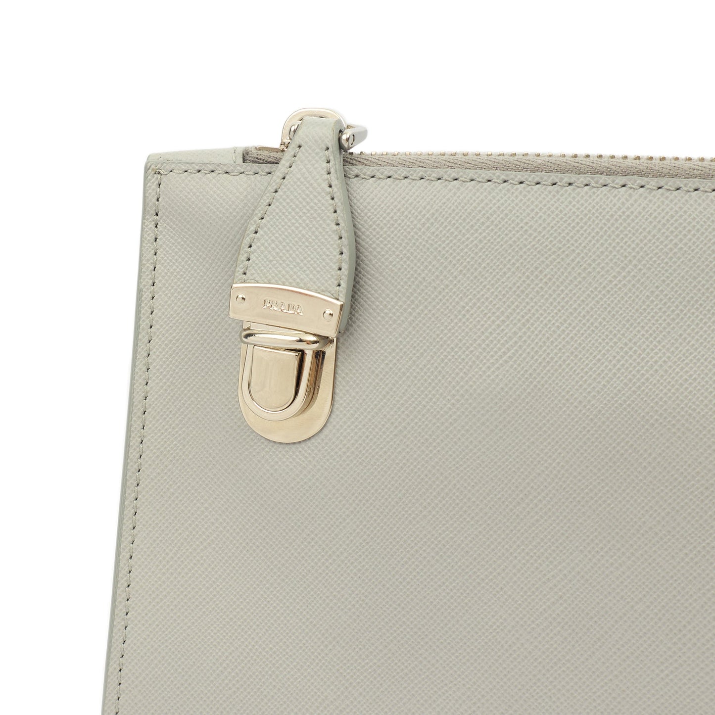Prada Clutch Clutch in Grey, Leather — Side View