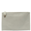 Prada Clutch Clutch in Grey, Leather — Front View