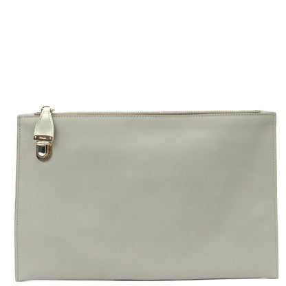 Prada Clutch Clutch in Grey, Leather — Front View