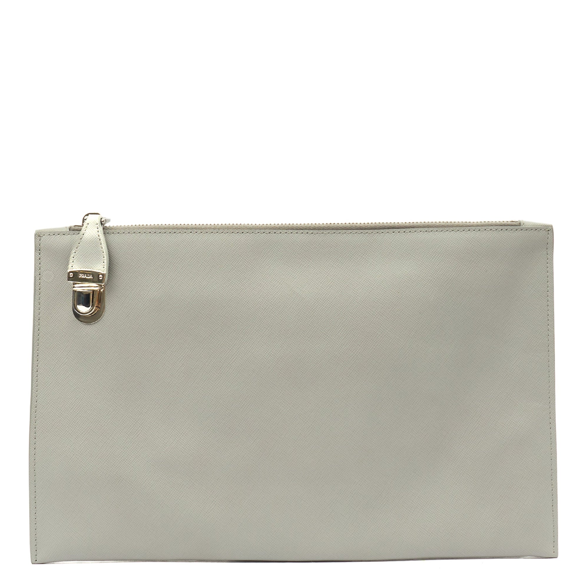 Prada Clutch Clutch in Grey, Leather — Alternate View 13