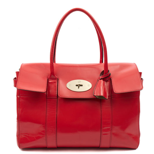Mulberry Top Handle Bayswater Heritage in Red, Patent Leather — Front View