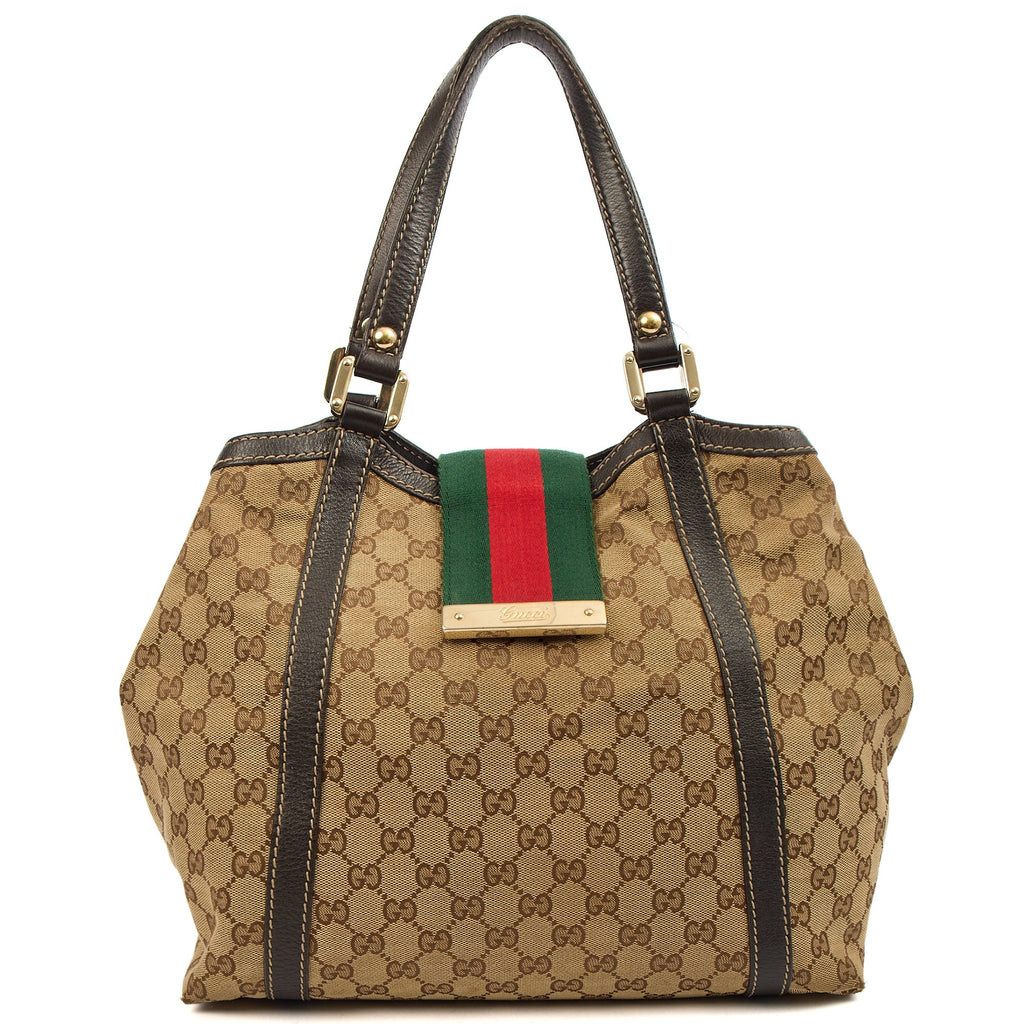 Gucci Tote Bag - Medium in Brown, Fabric — Front View