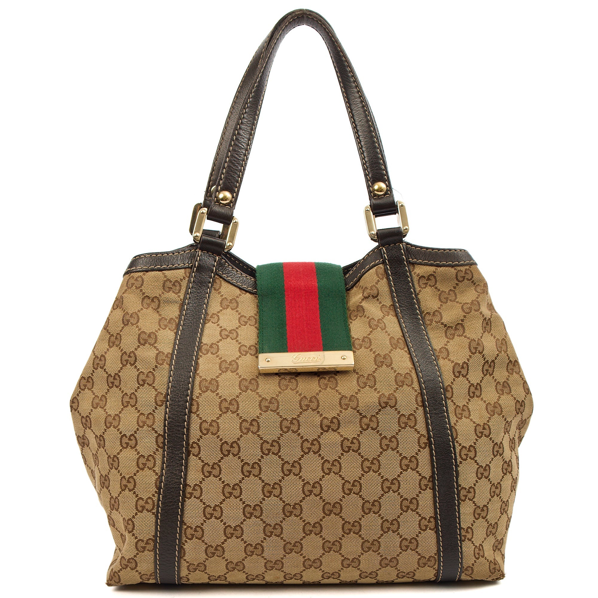 Gucci Tote Bag - Medium in Brown, Fabric — Front View