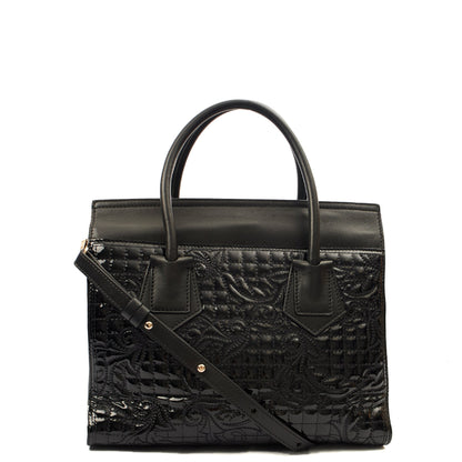 Versace Tote Shoulder Bag in Black, Patent Leather — Back View