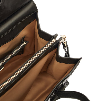 Versace Tote Shoulder Bag in Black, Patent Leather — Detail View