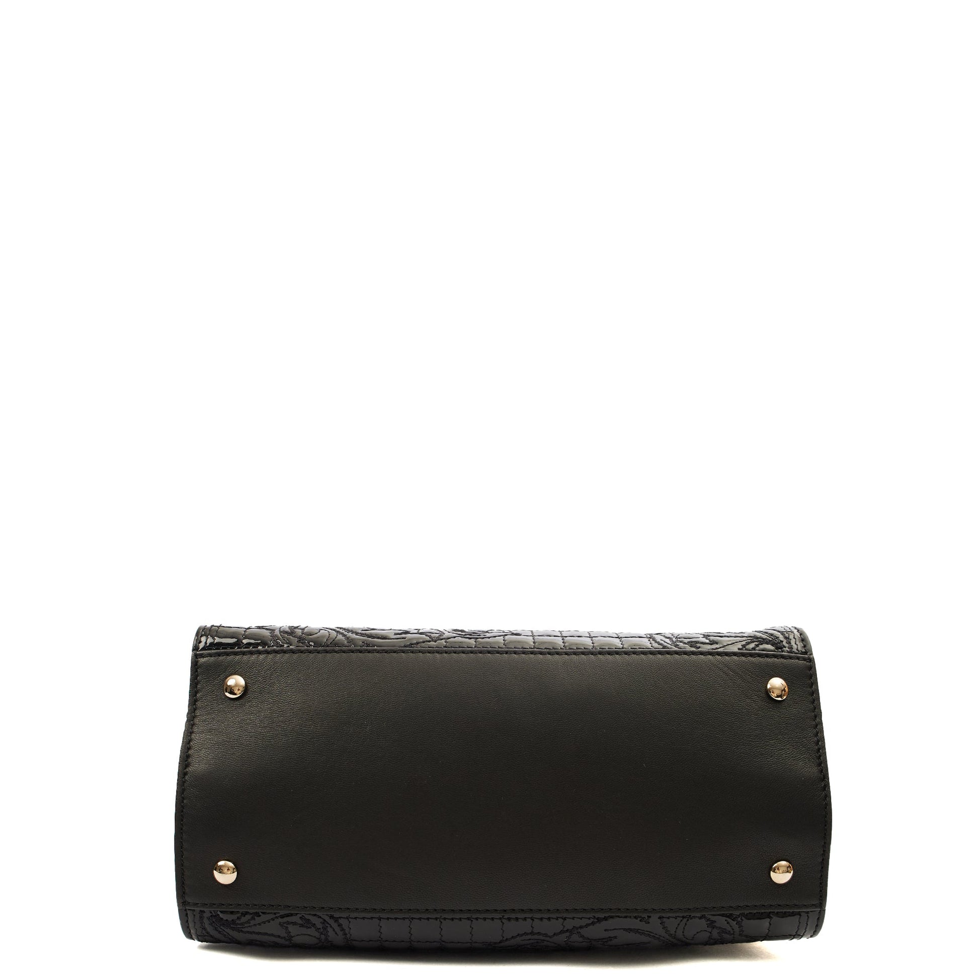 Versace Tote Shoulder Bag in Black, Patent Leather — Top View
