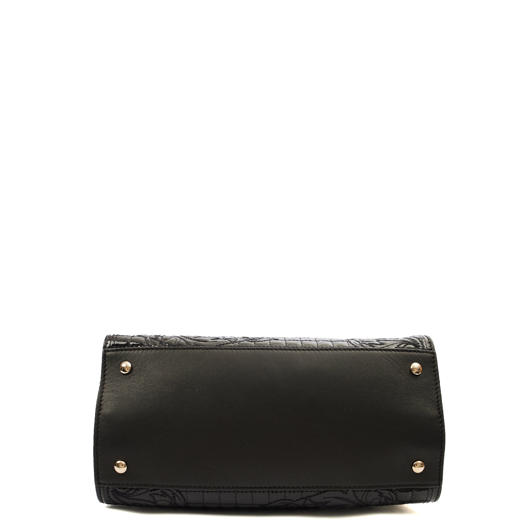 Versace Tote Shoulder Bag in Black, Patent Leather — Top View