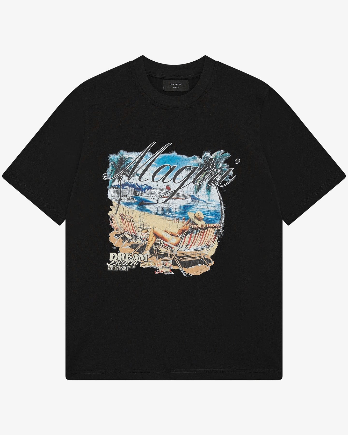 Magiri Dream Beach Printed T-Shirt 'Black' — Black — Size S — Front View