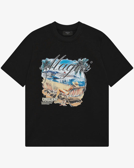 Magiri Dream Beach Printed T-Shirt 'Black' — Black — Size S — Front View