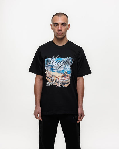Magiri Dream Beach Printed T-Shirt 'Black' — Black — Size S — Top View