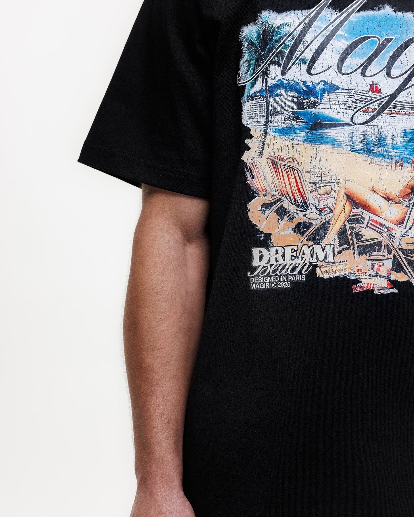 Magiri Dream Beach Printed T-Shirt 'Black' — Black — Size S — Lifestyle View