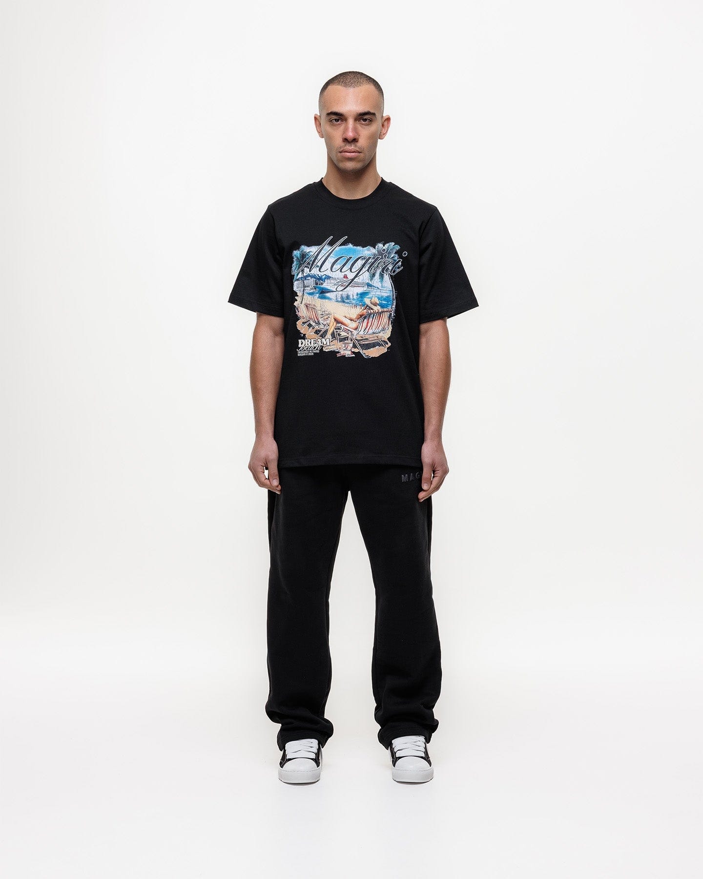 Magiri Dream Beach Printed T-Shirt 'Black' — Black — Size S — Back View