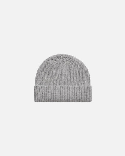Etiquette Ribbed Beanie 'Grey' — Light Grey Heather — Side View