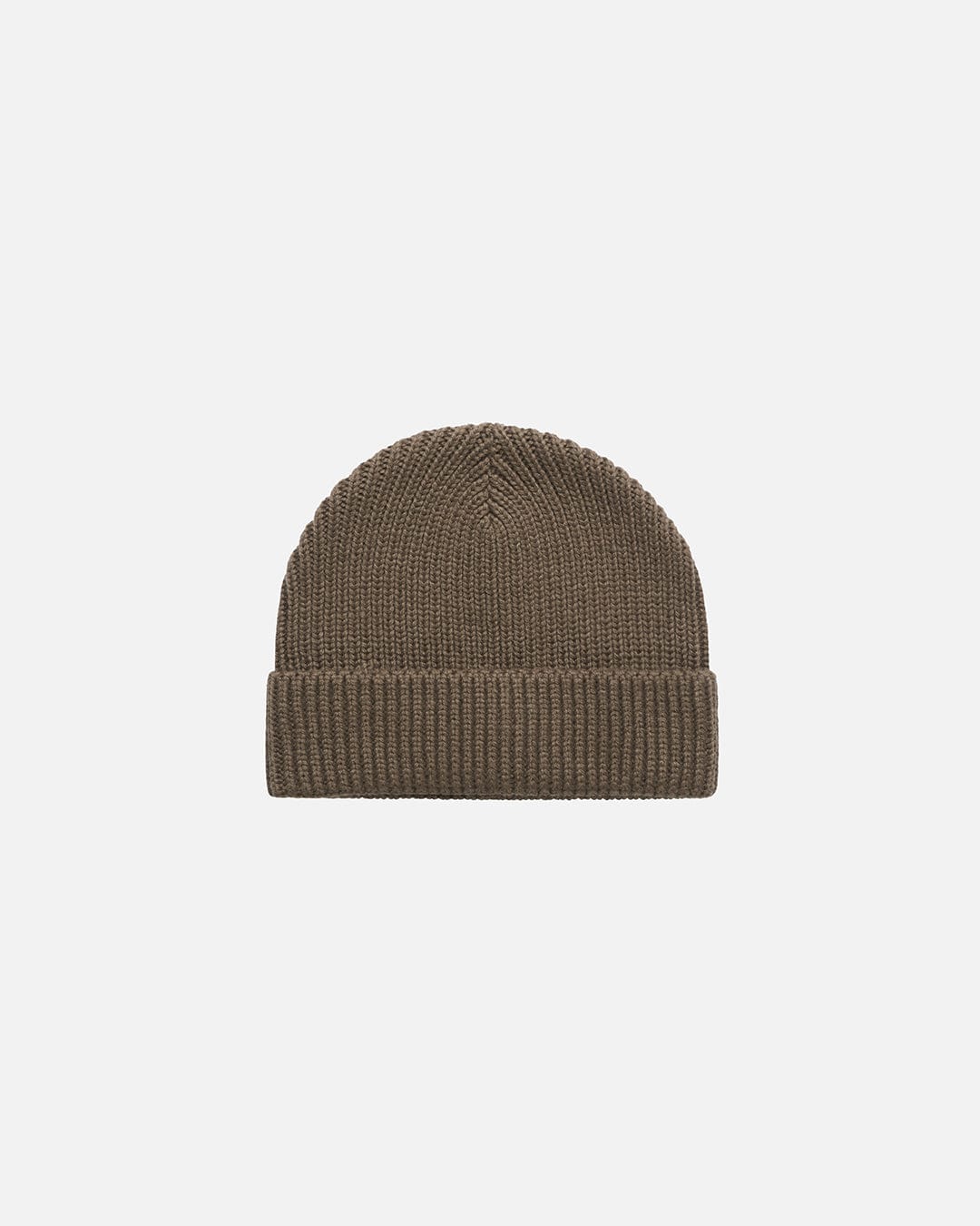 Etiquette Ribbed Beanie 'Walnut' — Walnut — Side View