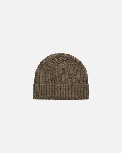 Etiquette Ribbed Beanie 'Walnut' — Walnut — Side View