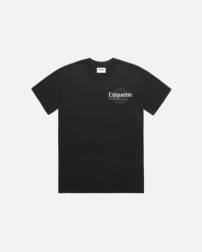 Etiquette Sphere Tee 'Black' — Faded Black — Size S — Side View