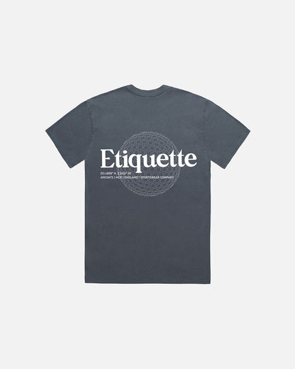 Etiquette Sphere Tee 'Faded Indigo' — Faded Indigo — Size S — Front View