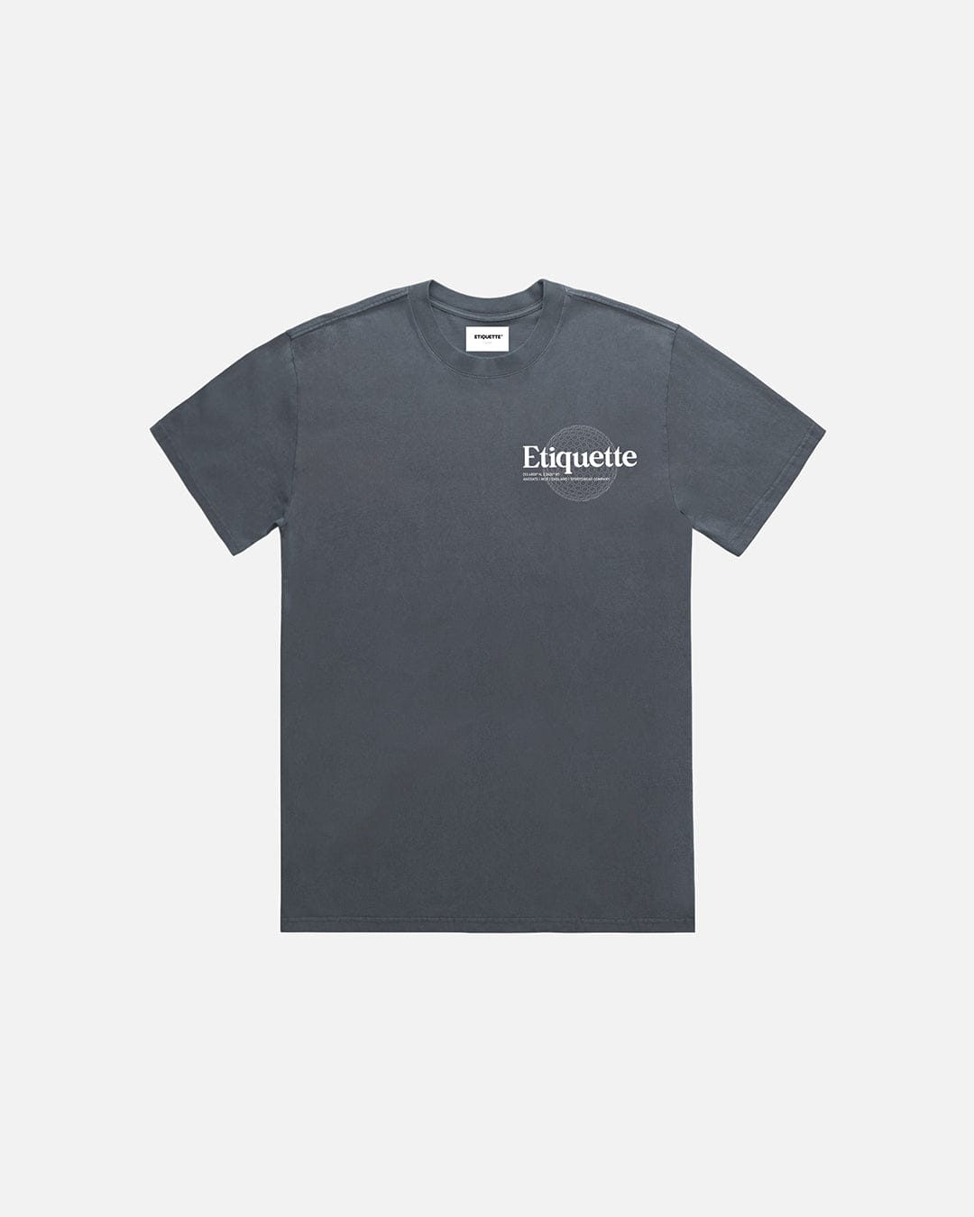 Etiquette Sphere Tee 'Faded Indigo' — Faded Indigo — Size S — Side View