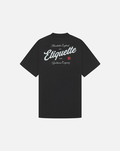 Etiquette The Rose Tee 'Black' — Faded Black — Size S — Side View