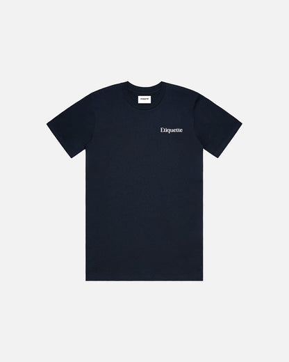 Etiquette Pure Organic Cotton Classic Tee 'Navy' — Dark Navy — Size S — Front View