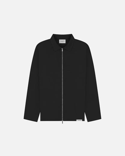Etiquette Double Zip Overshirt 'Black' — Black — Size S — Front View