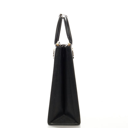 Aspinal of London Tote Editors Bag- Medium in Black, Leather — Back View