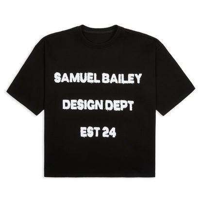 Samuel Bailey Black Design Dept Tee — S — Front View