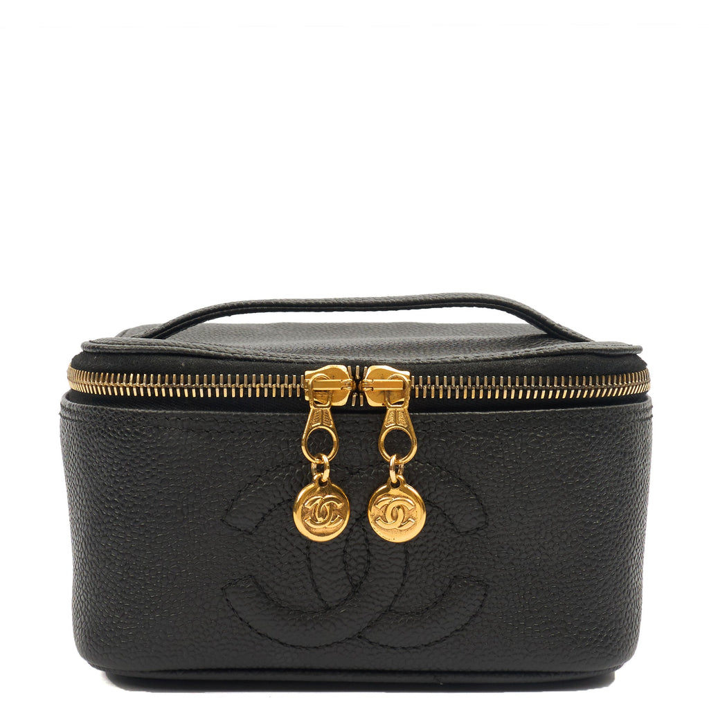 Chanel Clutch Vanity - Small in Black, Caviar Leather — Front View