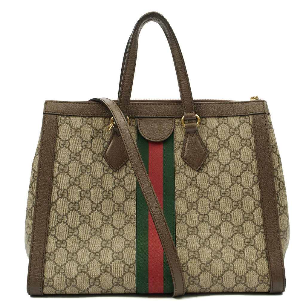 Gucci Tote Ophidia Tote - Large in GG Supreme, Leather — Back View