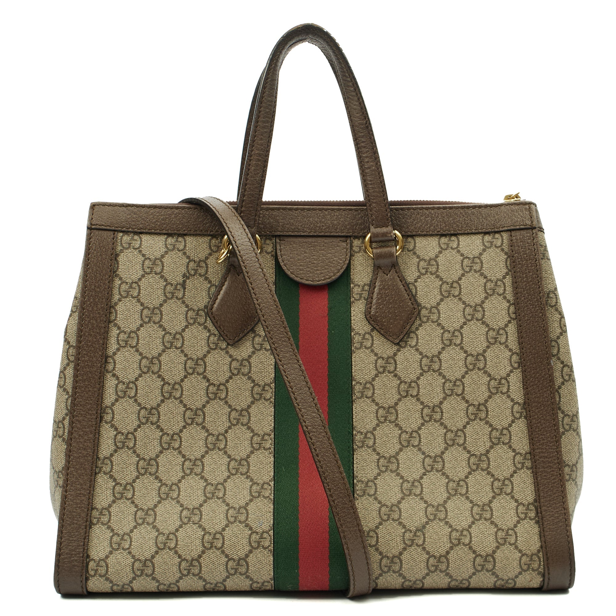 Gucci Tote Ophidia Tote - Large in GG Supreme, Leather — Back View
