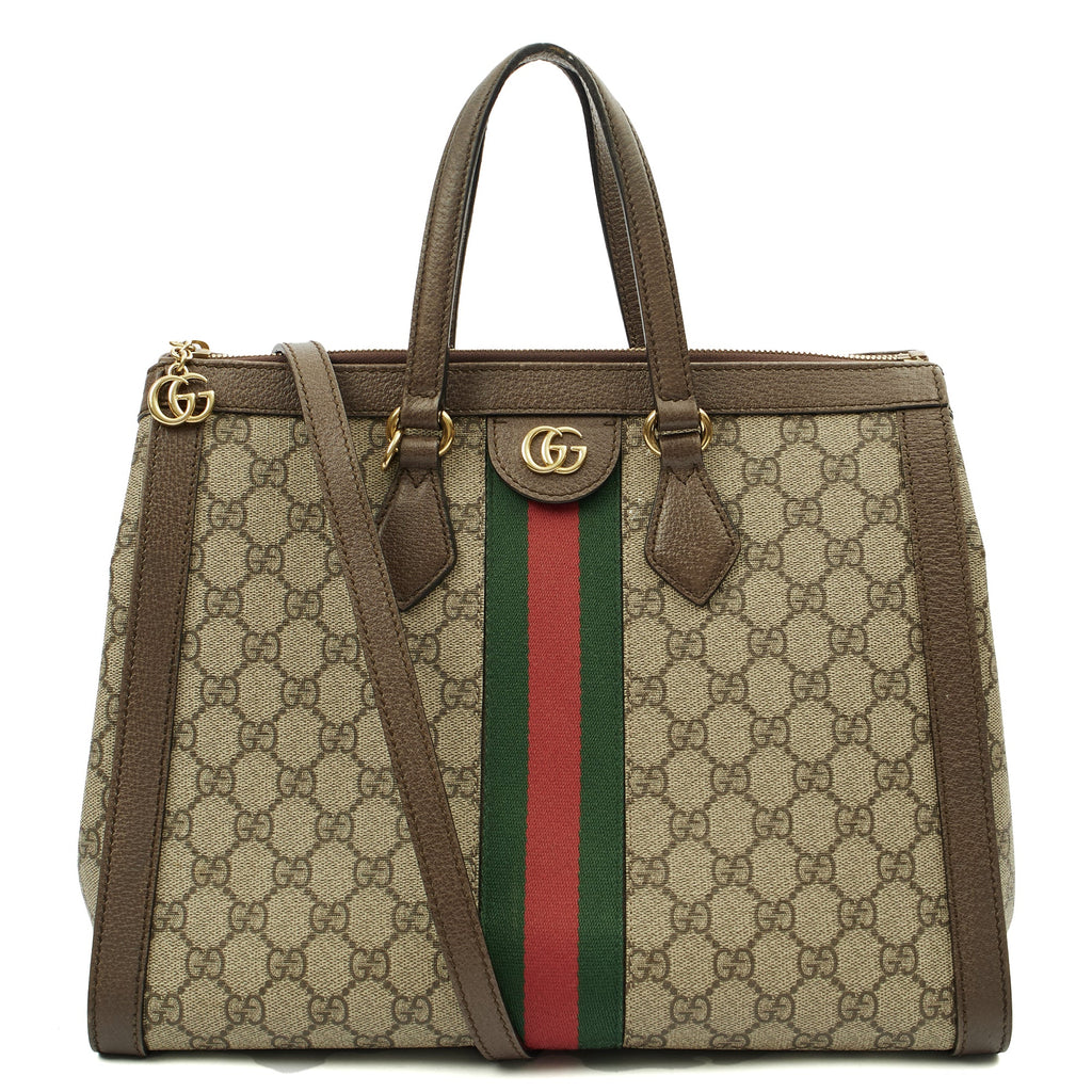 Gucci Tote Ophidia Tote - Large in GG Supreme, Leather — Front View