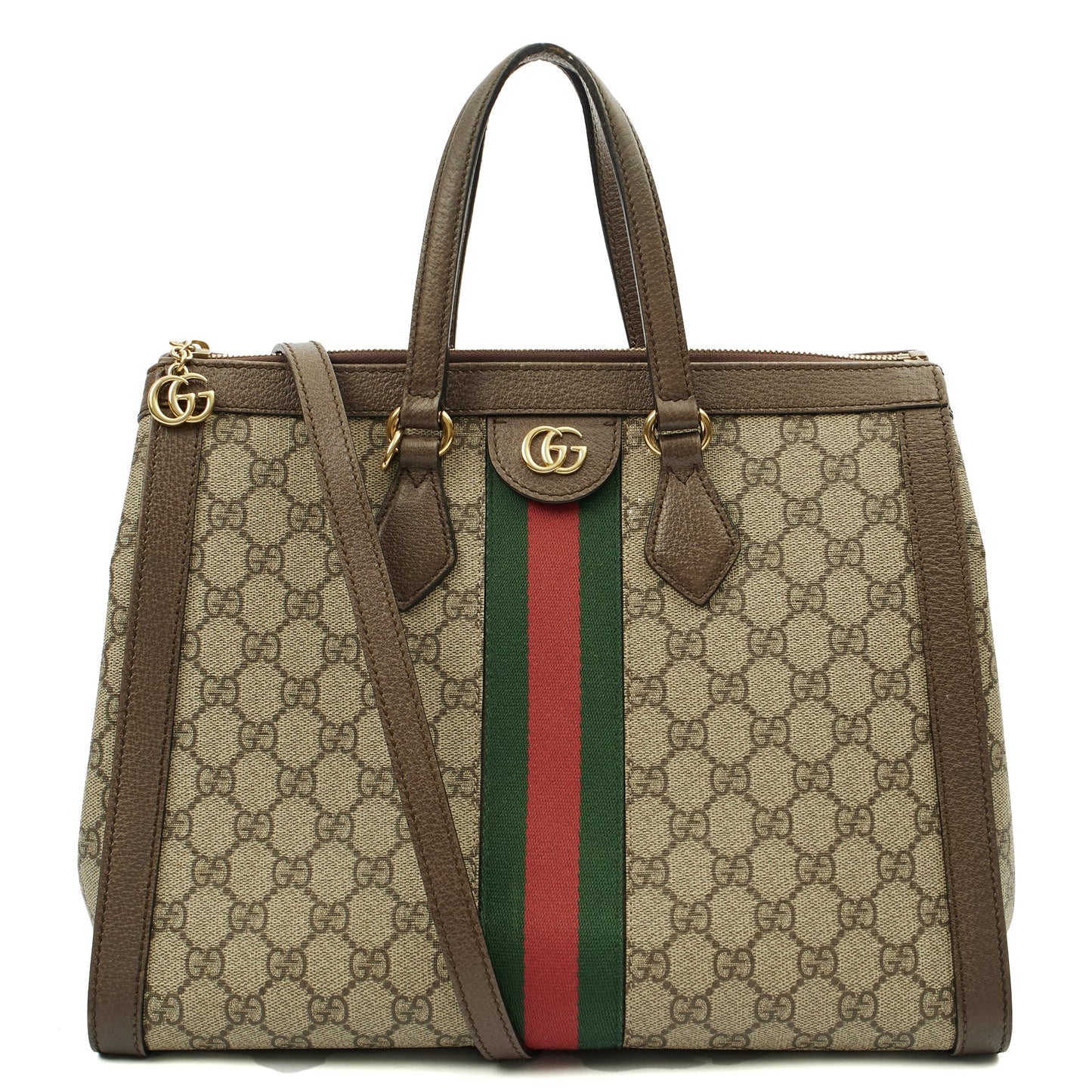 Gucci Tote Ophidia Tote - Large in GG Supreme, Leather — Front View
