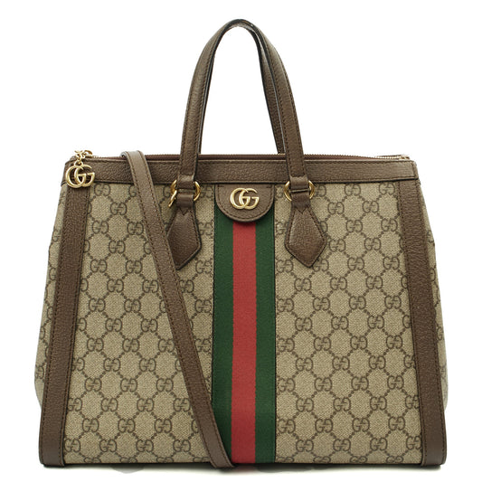 Gucci Tote Ophidia Tote - Large in GG Supreme, Leather — Front View