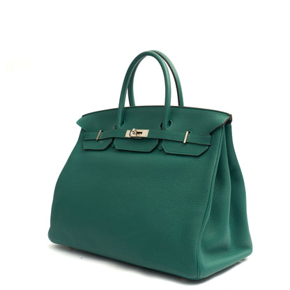 Hermes Birkin 40 in Malachite, Togo Leather — Top View