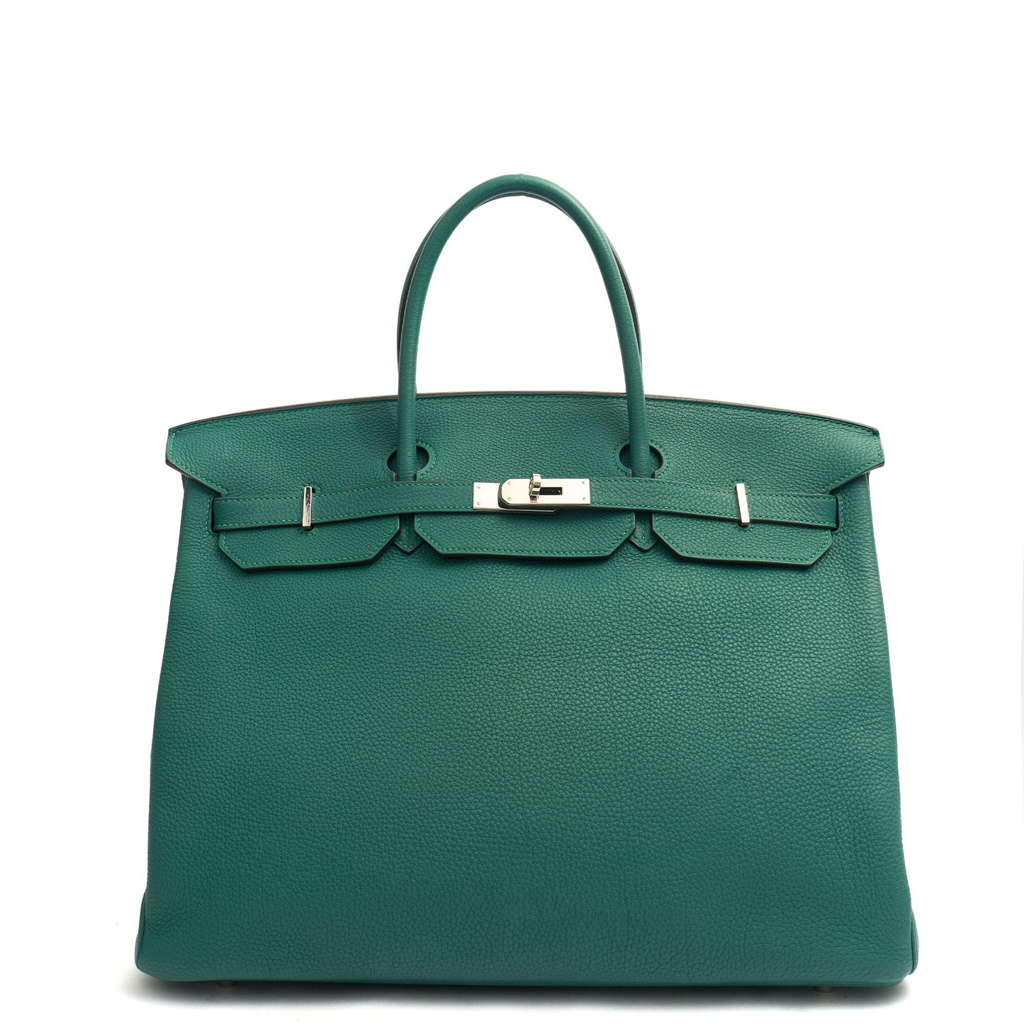 Hermes Birkin 40 in Malachite, Togo Leather — Front View