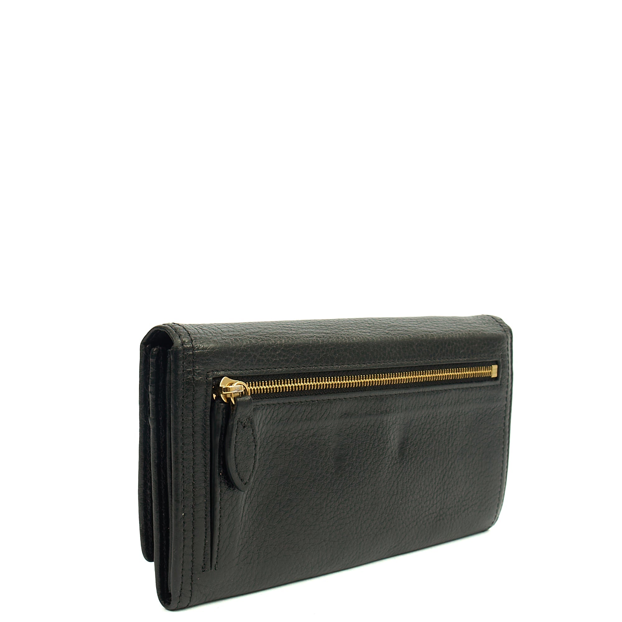 Mulberry Purse Daria Continental Wallet in Black, Leather — Back View