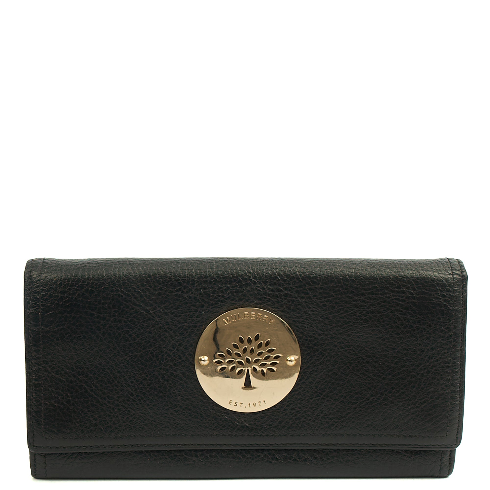 Mulberry Purse Daria Continental Wallet in Black, Leather — Front View