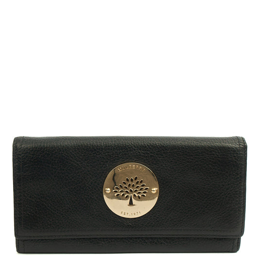Mulberry Purse Daria Continental Wallet in Black, Leather — Front View