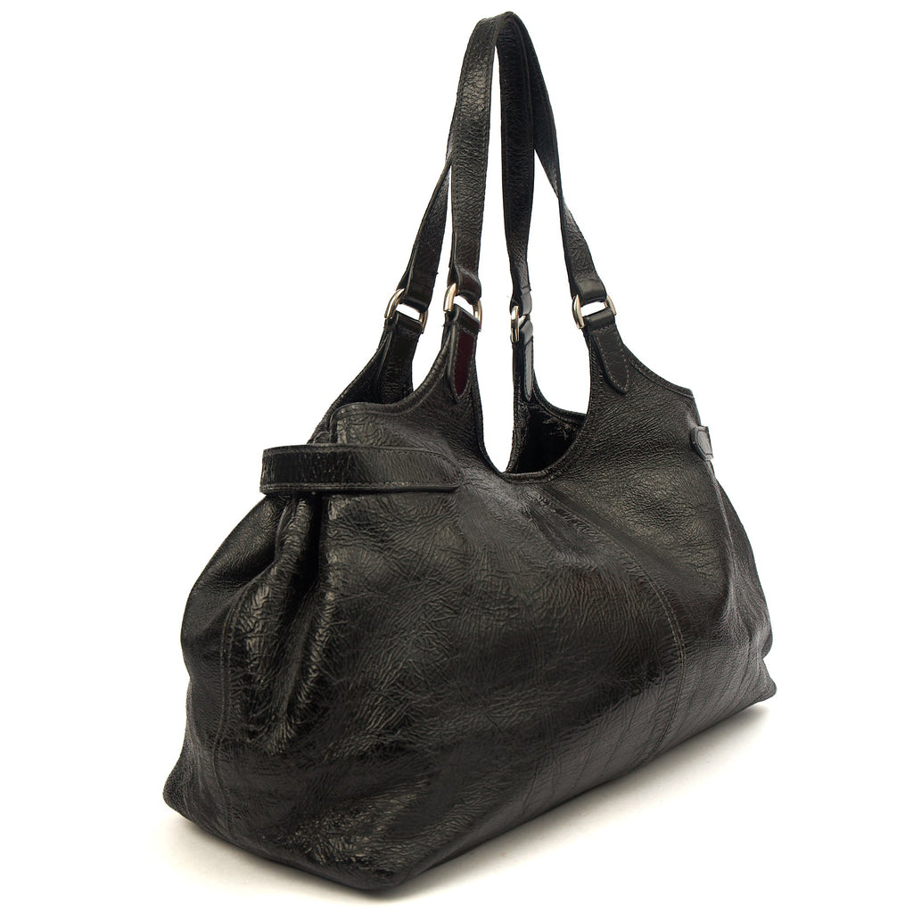 Mulberry Tote Somerset Tote in Black, Crinkle Patent — Side View