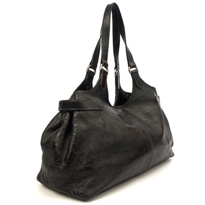 Mulberry Tote Somerset Tote in Black, Crinkle Patent — Side View