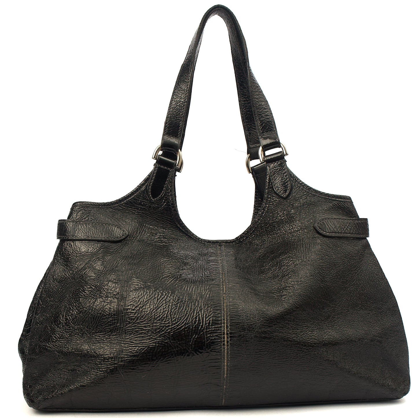 Mulberry Tote Somerset Tote in Black, Crinkle Patent — Back View