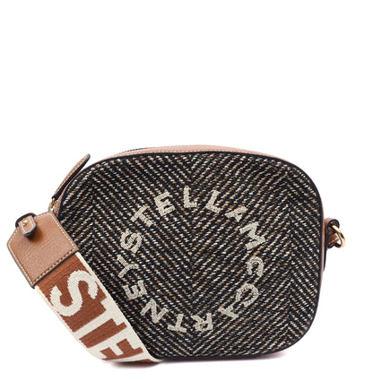 Stella McCartney Cross Body Logo Crossbody in Brown, Fabric — Front View