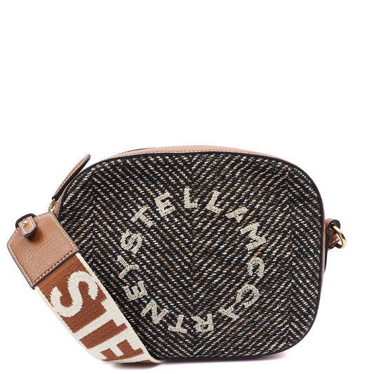 Stella McCartney Cross Body Logo Crossbody in Brown, Fabric — Front View
