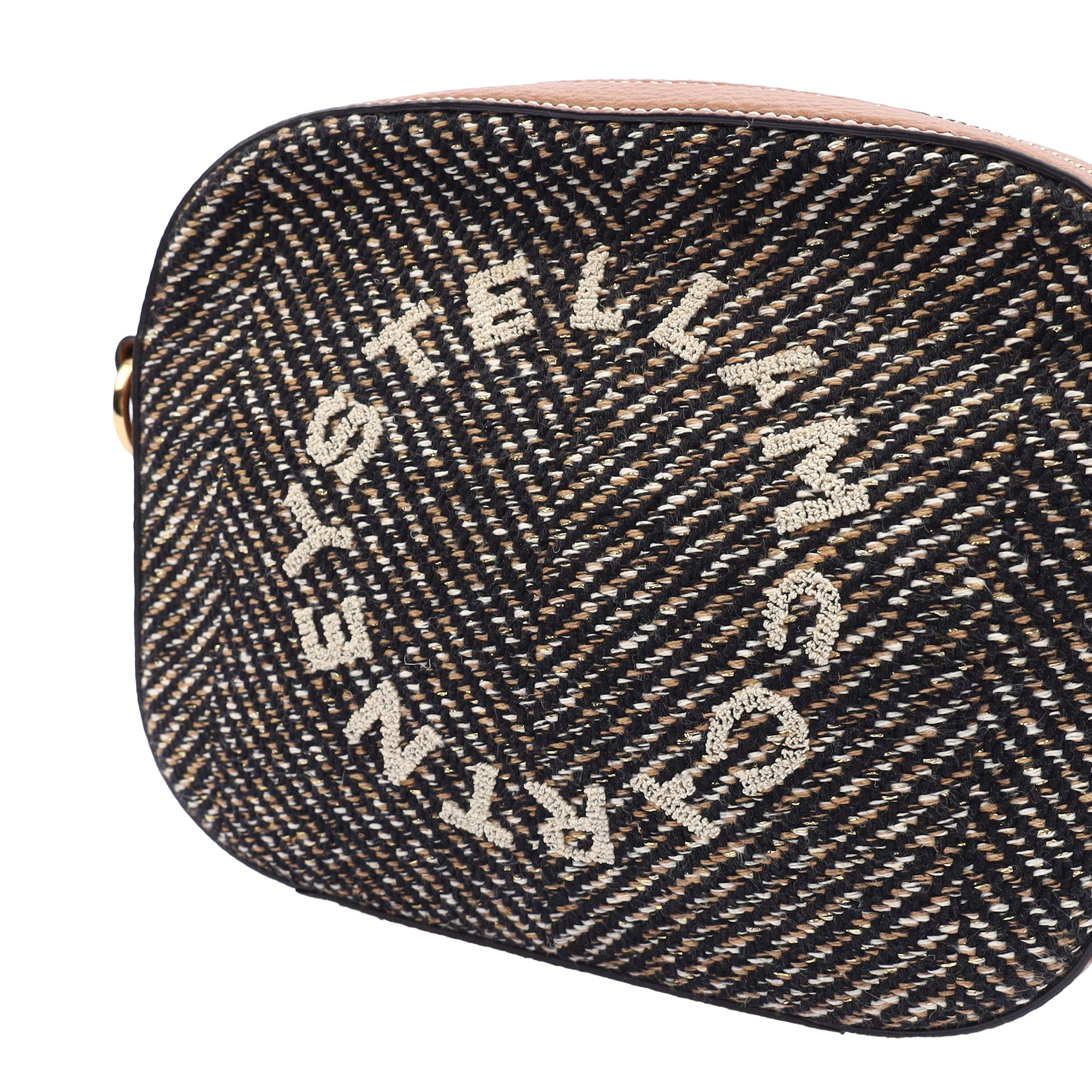 Stella McCartney Cross Body Logo Crossbody in Brown, Fabric — Lifestyle View