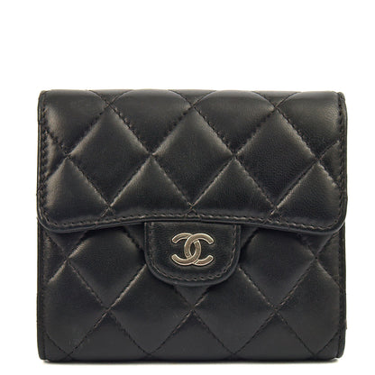 Chanel Wallet Flap Wallet in Black, Lambskin Leather — Front View