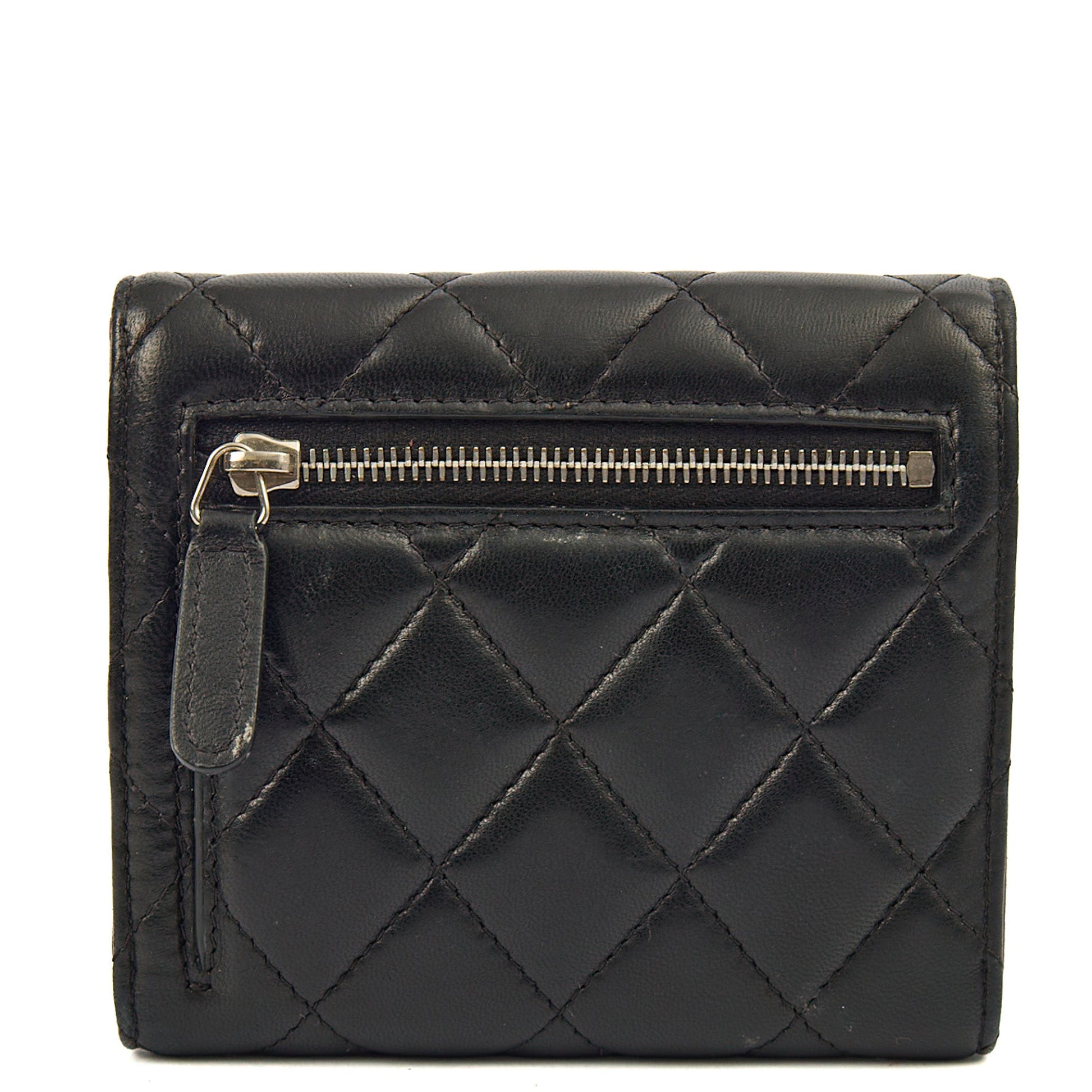 Chanel Wallet Flap Wallet in Black, Lambskin Leather — Top View
