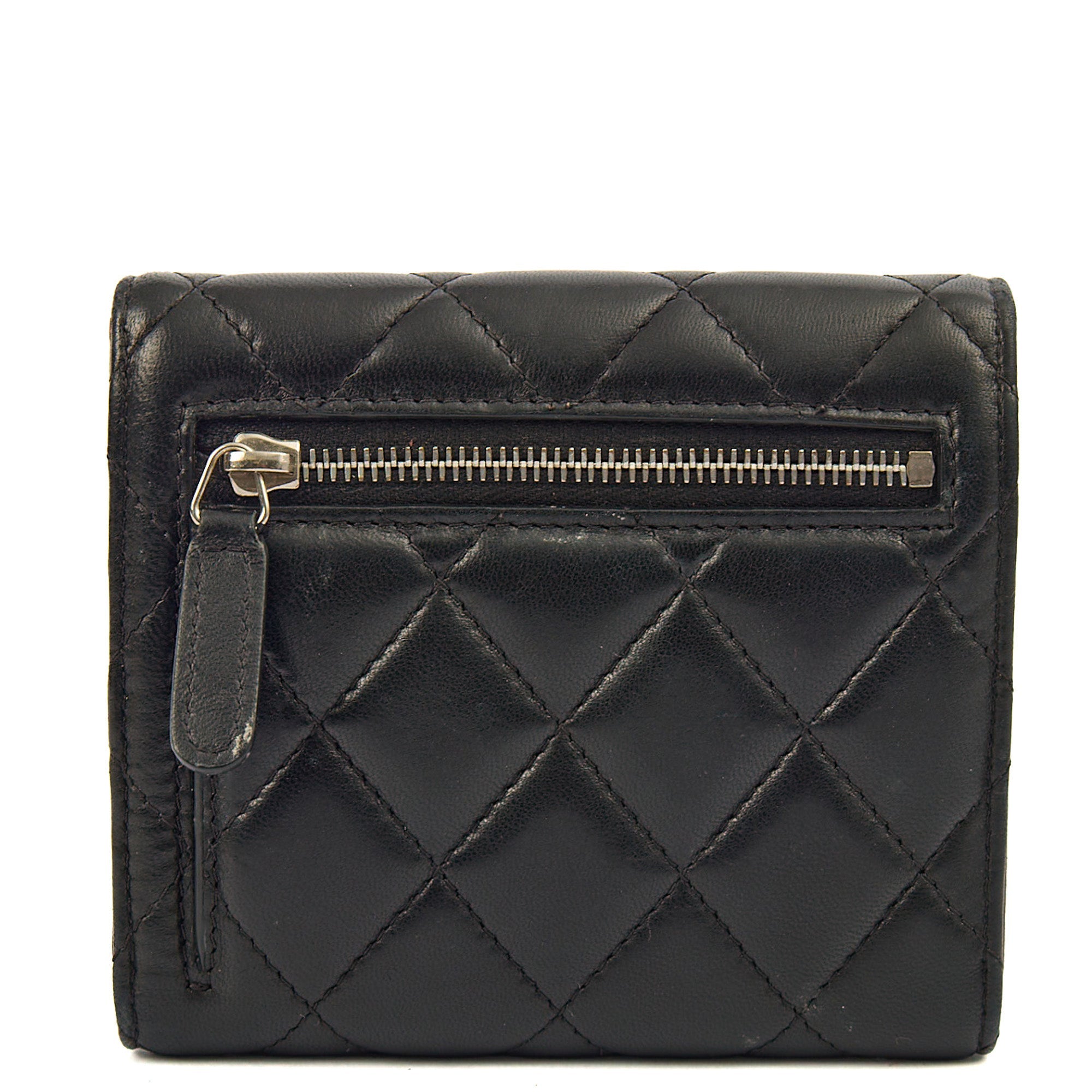 Chanel Wallet Flap Wallet in Black, Lambskin Leather — Top View