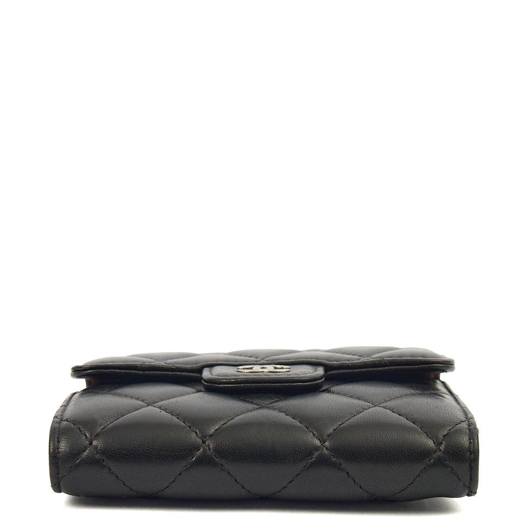 Chanel Wallet Flap Wallet in Black, Lambskin Leather — Detail View