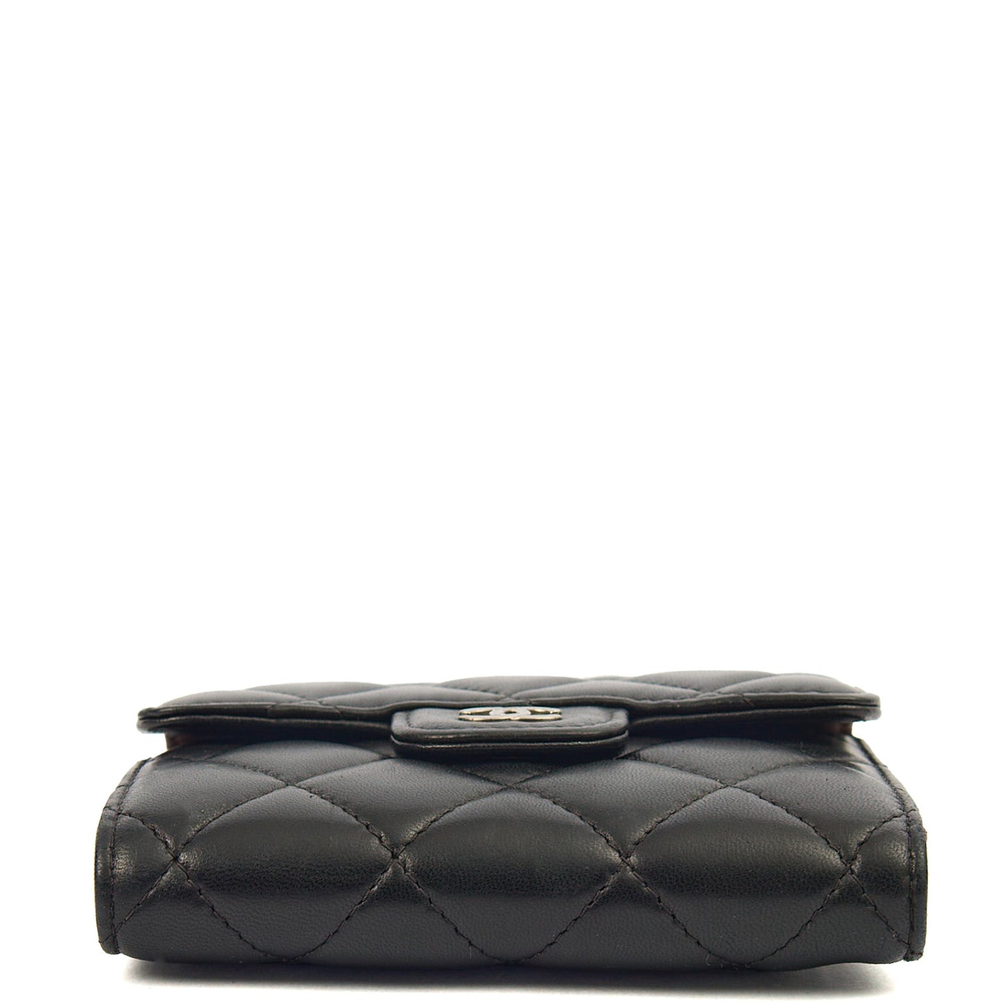 Chanel Wallet Flap Wallet in Black, Lambskin Leather — Detail View